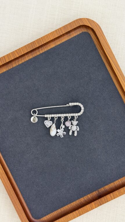 Silver bear  safety pin